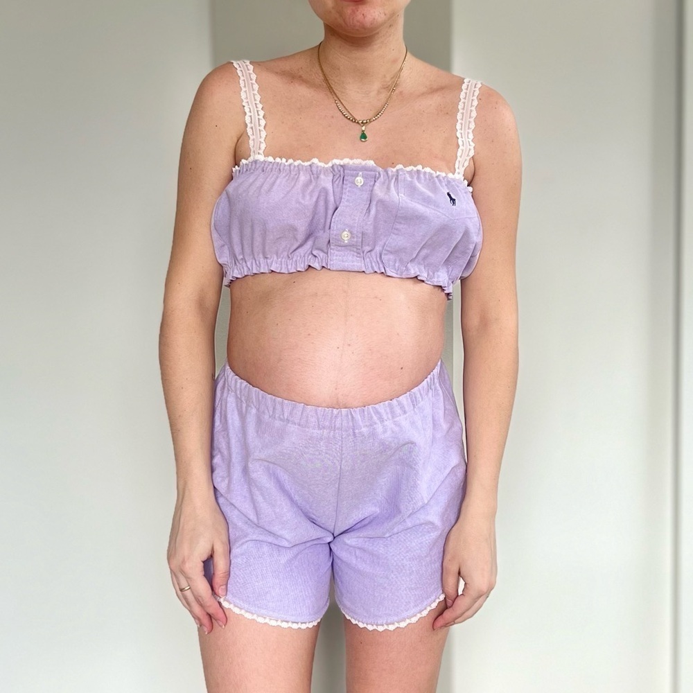 Reworked Ralph Lauren Coquette Romantic Lounge Set – Lilac & Lace - Size S